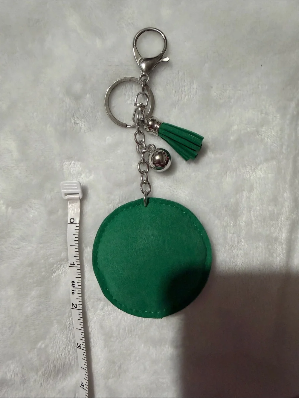 Inspired Rhinestone Logo Keychain with Silver Tassel Charm